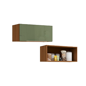 Aéreo 01 Porta Basculante 80cm - Ref. T653 - Canela/Verde - Linha Vibra - Kappesberg