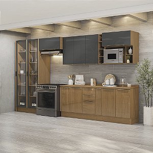 Cozinha Modulada 10 Pçs - Canela/Grafite ou Verde - Linha Vibra - Kappesberg