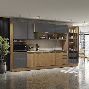 Cozinha Modulada 08 Pçs - Canela/Grafite ou Verde - Linha Vibra - Kappesberg