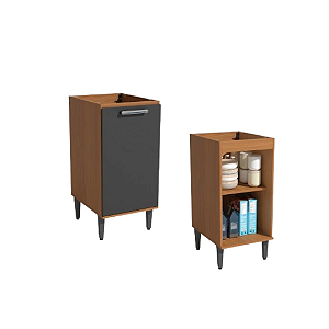 Balcão 01 Porta 40cm - Ref. T720 - Canela/Grafite - Linha Linna - Kappesberg