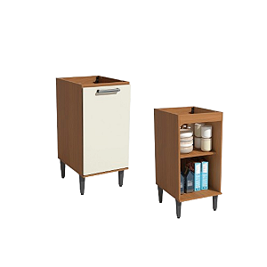 Balcão 01 Porta 40cm - Ref. T720 - Canela/Off White - Linha Linna - Kappesberg