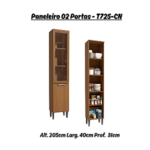 Paneleiro 02 Portas c/ Vidro - Ref. T725 - Canela - Linha Linna - Kappesberg