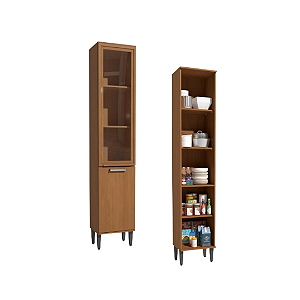 Paneleiro 02 Portas c/ Vidro - Ref. T725 - Canela - Linha Linna - Kappesberg