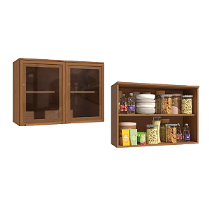 Aéreo 02 Portas c/ Vidro 80cm - Ref. T732 - Canela - Linha Linna - Kappesberg