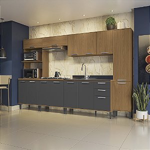 Cozinha Modulada 06 Pçs - Canela/Grafite ou Off White - Linha Linna - Kappesberg