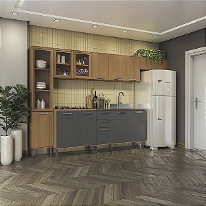 Cozinha Modulada 06 Pçs - Canela/Grafite ou Off White - Linha Linna - Kappesberg