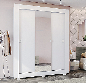 Roupeiro 03 Portas de Correr c/ Pé - Ref. CBH563 - Branco - Kappesberg