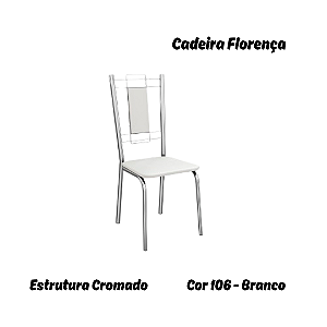 Par de Cadeiras Florença - Ref. 2C005-CR - Estampa: 106 (Branco) Cromado - Kappesberg