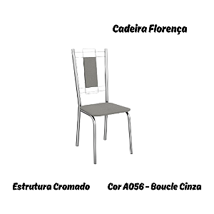Par de Cadeiras Florença - Ref. 2C005-CR - Estampa: A056 (Bouclé Cinza) Cromado - Kappesberg