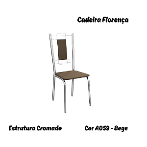 Par de Cadeiras Florença - Ref. 2C005-CR - Estampa: A059 (Bege) Cromado - Kappesberg