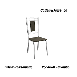Par de Cadeiras Florença - Ref. 2C005-CR - Estampa: A060 (Chumbo) Cromado - Kappesberg