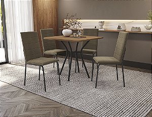 Conjunto de Mesa Sardenha 90cm + 04 Cadeiras Amsterda Preto Cor Bege - Kappes Crome