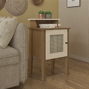 Mesa de Apoio Charlotte - Cinamomo / Off White - Artely Móveis