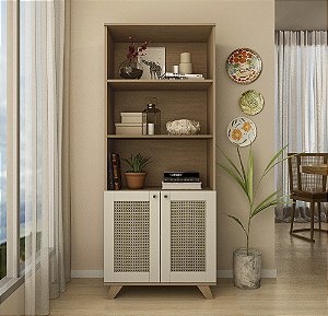 Estante Trama - Cinamomo / Off White - Artely Móveis