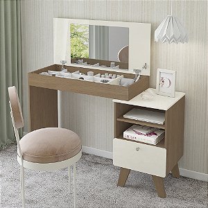 Escrivaninha Penteadeira Dora - Off White/Cinamomo - Artely Móveis