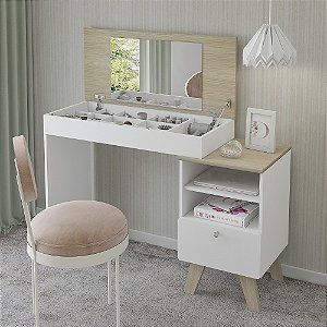 Escrivaninha Penteadeira Dora - Branco/Naturale - Artely Móveis
