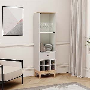 Cristaleira 01 Porta 01 Gaveta - MB 1145 - Off White - Movelbento