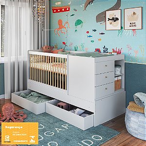 Berço Cama Multifuncional c/ Gavetão - Branco - Completa Móveis