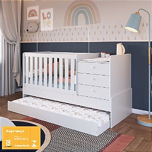 Berço Cama Multifuncional c/ Auxiliar - Branco - Completa Móveis