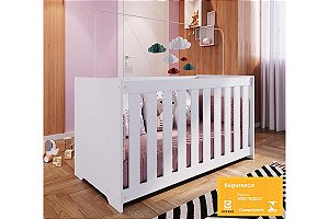 Berço com Colchão - Linha Aconchego - Branco - Completa Móveis