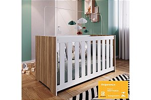 Berço Linha Aconchego - Nogal/Branco - Completa Móveis