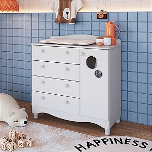 Comoda 04 gavetas 01 Porta - Branco - Completa Móveis