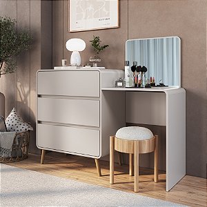 Comoda Penteadeira 03 Gavetas - Bege Dunas - Completa Móveis