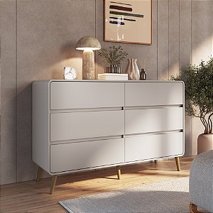 Comoda 06 Gavetas - Bege Dunas - Completa Móveis