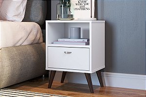 Mesa de Cabeceira 01 Gaveta - Branco - Completa Móveis