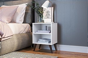 Mesa de Cabeceira com Prateleira - Branco - Completa Móveis