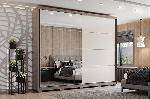 Roupeiro 02 Portas Deslizantes Dream 100% MDF - D350-228 - Avelã / Off White - Móveis Henn