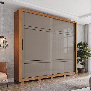 Roupeiro 02 Portas Deslizantes Sintra - D343-220 - Cinamomo / Avelã - Móveis Henn