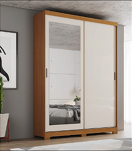 Roupeiro 02 Portas Lucca c/ Espelho - D348-226 - Cinamomo/Off ou Avelã - Móveis Henn