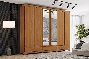 Roupeiro 06 Portas Imperial 100% MDF c/ Espelho - D344-214 - Cinamomo - Moveis Henn