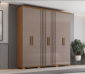 Roupeiro 06 Portas Avila - Ref. D333-222 - Nature/Avela - Móveis Henn