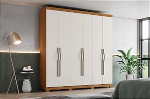 Roupeiro 06 Portas Dominic - D346-221 - Cinamomo/Off White - Moveis Henn