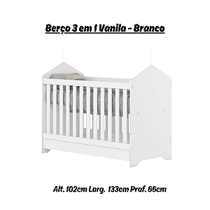 Berço 3 em 1 Vanila - Ref. I31-10 - Branco - Móveis Henn
