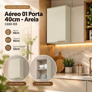 Aéreo 01 Porta 40cm - Ref. C650-133 - Areia - Linha Fineze - Móveis Henn
