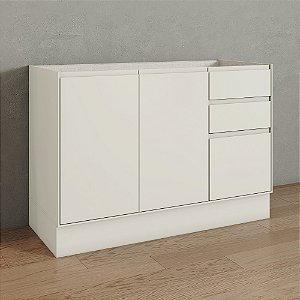 Balcão 03 Portas 02 Gavetas 120cm - Ref. C656-133 - Areia - Linha Fineze - Móveis Henn