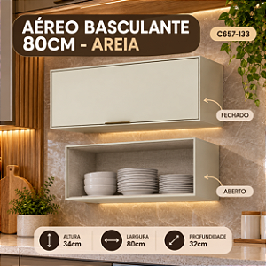 Aéreo 01 Porta Basculante 80cm - Ref C657-133 - Areia - Linha Fineze - Móveis Henn