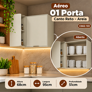 Aéreo 01 Porta Canto Reto - Ref. C662-133 - Areia - Linha Fineze - Moveis Henn
