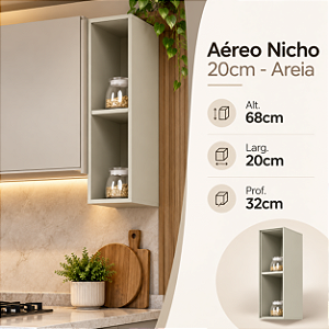 Aéreo Nicho 20cm - Ref. C664-133 - Areia - Linha Fineze - Móveis Henn