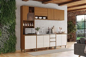 Cozinha Modulada 05 pçs - Linha Venaly - Cinamomo/Off White - Moveis Henn