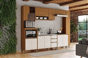 Cozinha Modulada 06 Pçs - Linha Venaly - Cinamomo/Off White - Moveis Henn
