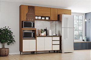 Cozinha Modulada 04 Pçs - Cinamomo/Off White - Linha Venaly - Móveis Henn
