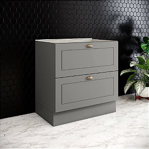 Balcão 02 Gavetas 80cm - Ref. C371-131 - Cinza - Linha Americana - Móveis Henn