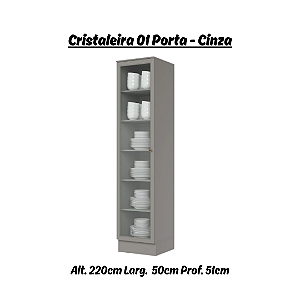 Cristaleira 01 Porta 100% MDF - C373-131 - Cinza - Linha Americana - Móveis Henn