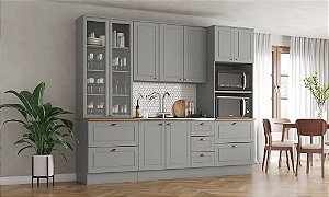 Cozinha Modulada 04 Pçs - Linha Americana - Cinza - Móveis Henn