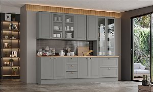 Cozinha Modulada 05 Pçs - Linha Americana - Cinza - Móveis Henn