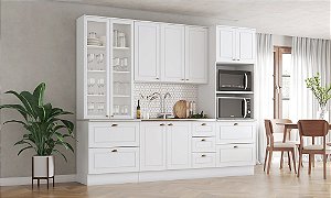 Cozinha Modulada 04 Pçs - Linha Americana - Branco - Móveis Henn